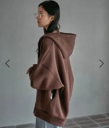 LEPSIM 퍼프 에어 ZIP BIG 후디 브라운