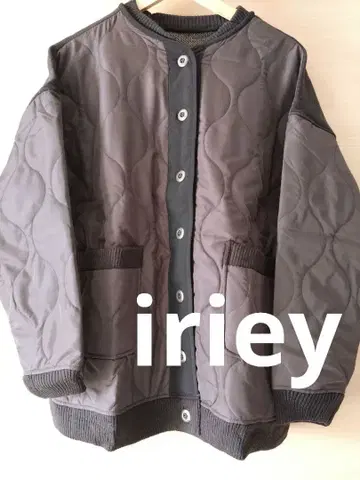 iriey 백 니트 로고 퀼팅 블루종 F