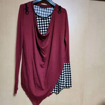 아르곤킨 와인 레드 튜닉 개성적인 비대칭