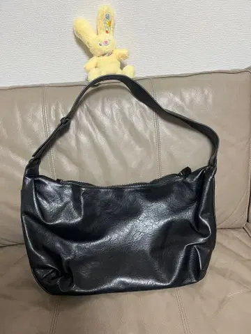 남녀 공용 블랙 합성 피혁 숄더백