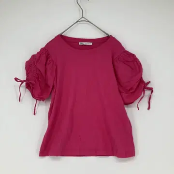 ZARA 자라 퍼프 슬리브 핑크 T셔츠 S 사이즈