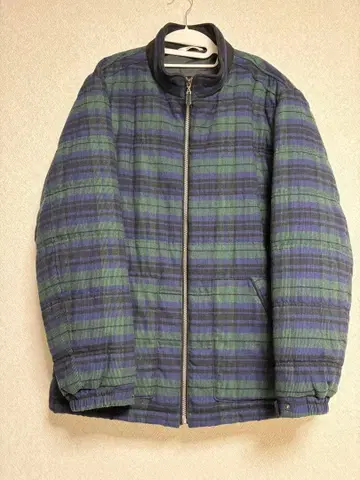 골든 베어 네이비 그린 체크 패딩 자켓 L