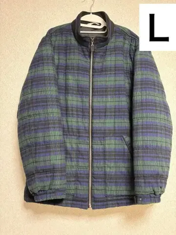 골든 베어 네이비 그린 체크 패딩 자켓 L