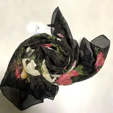 HANAEMORI 꽃무늬 대형 실크 스톨