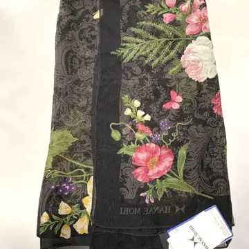 HANAEMORI 꽃무늬 대형 실크 100% 스톨