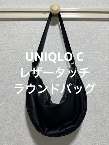 1회 사용 유니클로 C 레더 터치 라운드 백 블랙