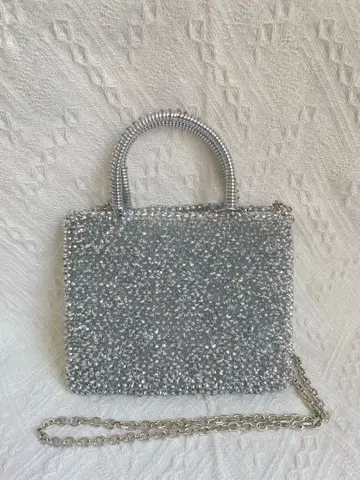 비즈 와이어백 숄더 미사용 새상품 실버 미니 아투라풍