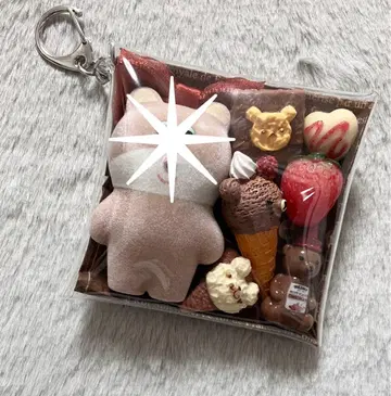 가챠 파우치 [ 브라운 곰돌이 곰 디저트 ]