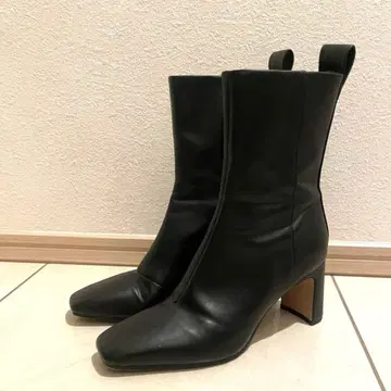 가죽 스틸레토 부츠 블랙