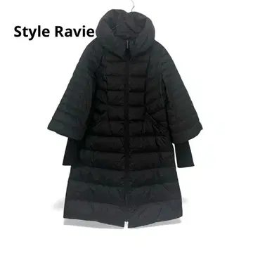 새상품급 스타일라비 다운 코트 리브 소매 숄카라 고급스러움 블랙