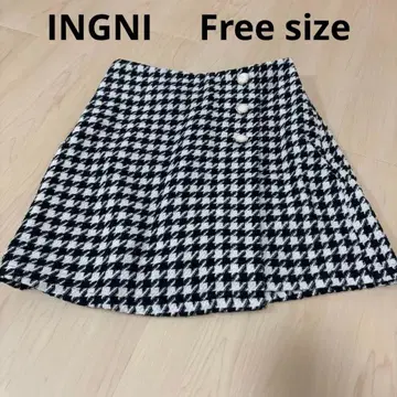 [ 미사용 새상품 ] INGNI 하운드투스 체크 패턴 치마바지