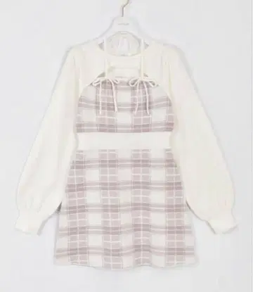 evelyn 리본 체크 타이트 원피스