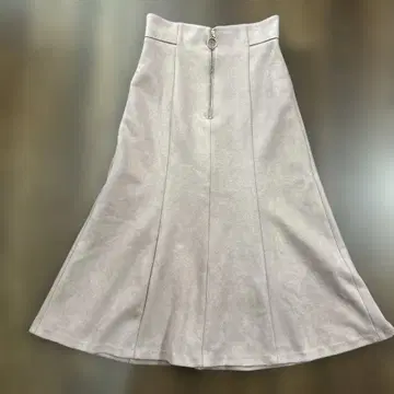 새상품급 핑크 베이지 플레어 롱 스커트 앞 지퍼