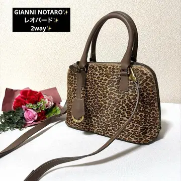 컨디션 최상 GIANNI NOTARO 송치 레오파드 무늬 2way 숄더
