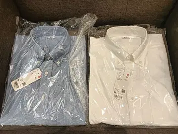 새상품 2벌 유니클로 옥스퍼드 셔츠 화이트 색스 블루 파랑