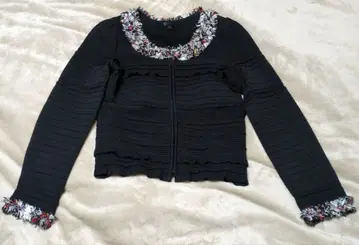 블랙 노카라 니트 자켓