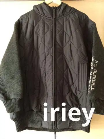 iriey 퀼팅 자카드 니트 절개 ZIP 블루종 F