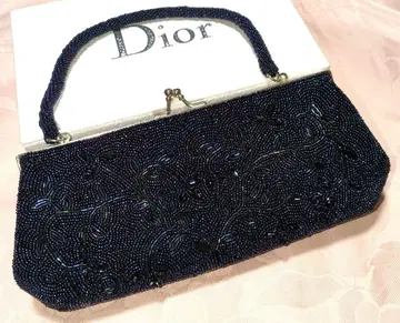 쇼와 시대 네이비 비즈 핸드백