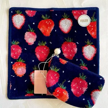 러브러리 스트로베리 도트 손수건 & 파우치 세트 페이러 미사용 새상품