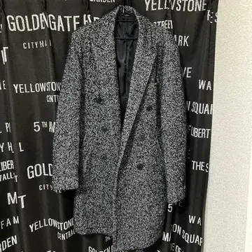 트위드 체스터 코트 헤링본