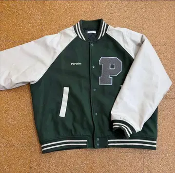 나카*하라님 Perushu 바시티 자켓 다크 그린/그레이