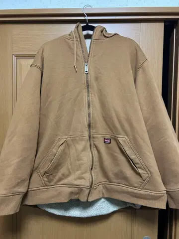 Wrangler 풀 집업 후드티 보아 후드티 브라운