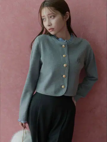 CELFORD 프릴 탈부착 가디건 GRY