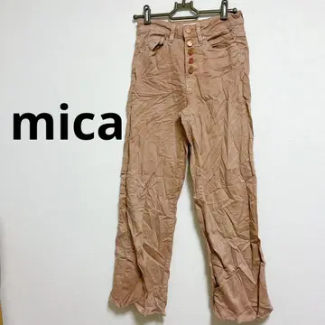 mica 베이지 슬림핏 데님 여성용 버튼