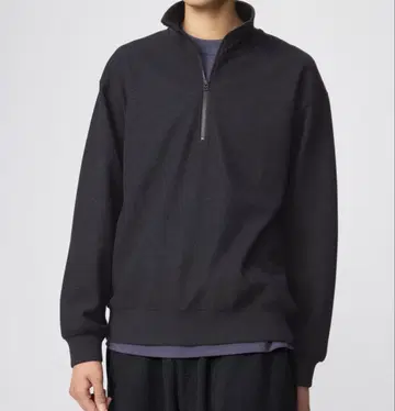 [미사용 새상품] UNIQLO U 브러쉬드 맨투맨 하프 지퍼 셔츠