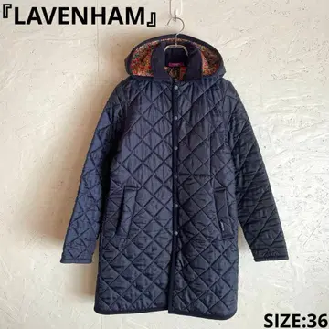LIBERTY [ LAVENHAM ] 후드 부착 퀼팅 코트 네이비 36