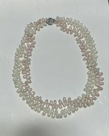 담수 진주 목걸이 핑크 화이트