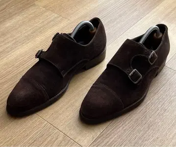 더블 몽크 스트랩 스웨이드 신발 39 다크 브라운 이탈리아제