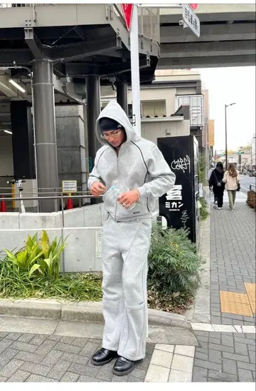 블랙 스웨트 팬츠 Student Apathy 와이드 팬츠