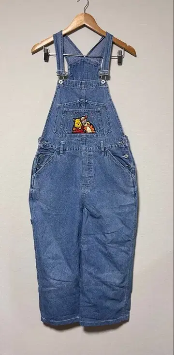 레어 디즈니 푸우 티거 자수 데님 오버롤 S