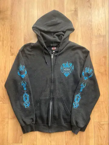 Harley-Davidson 블루 프레임 지퍼 후드티