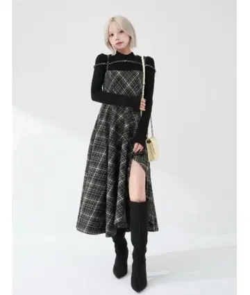 Darich 레이어드 체크 이레헴 미디 원피스 FL 사이즈