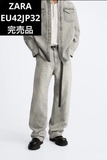 [ 완판 ] ZARA 남성용 BAGGY FIT 데님 팬츠 그레이 42