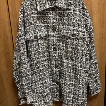 트위드 오버 사이즈 자켓 블랙 화이트