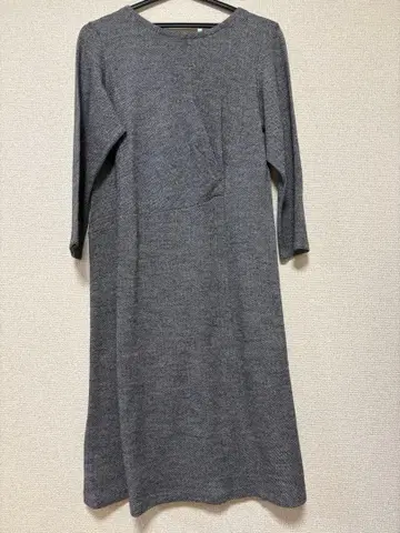 [ 새상품급 ] 모리 하나에 그레이 헤링본 무늬 7부 소매 원피스