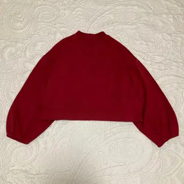 알아바일 맨투맨 숏 기장 크롭 기장 보르도 레드