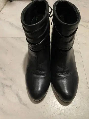 블랙 가죽 부츠 힐 약 5cm