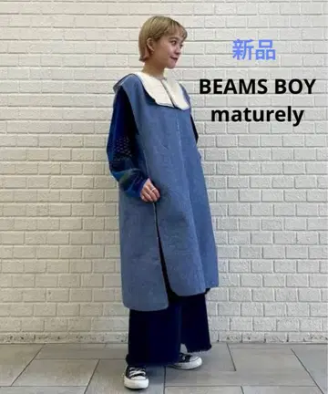 BEAMS BOY maturely Boa Chambray Dress