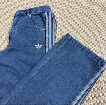 아디컬러 데님 쓰리 스트라이프 트랙 팬츠