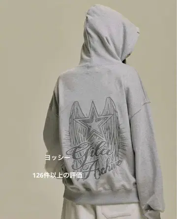 Gilaachive 후드 부착 집업 후드티 프린트