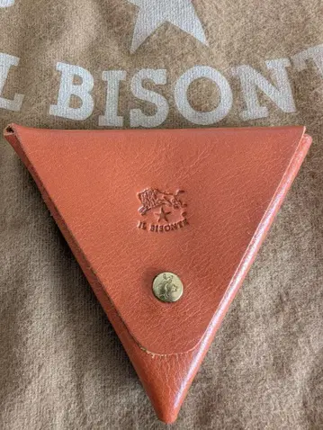 [ 미사용 ] IL BISONTE 오렌지 삼각형 코인 케이스