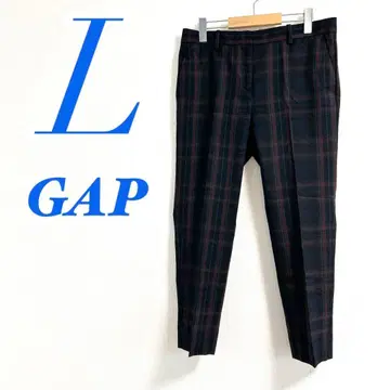 GAP 갭 네이비 레드 체크 무늬 슬림 팬츠 L