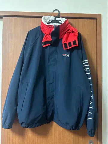 FILA 풀 지퍼 자켓 네이비/레드