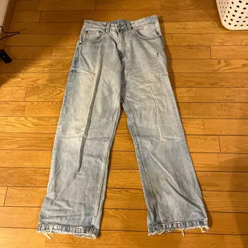 ZARA 배기핏 데님 데님 팬츠 데미지 블루 eu40