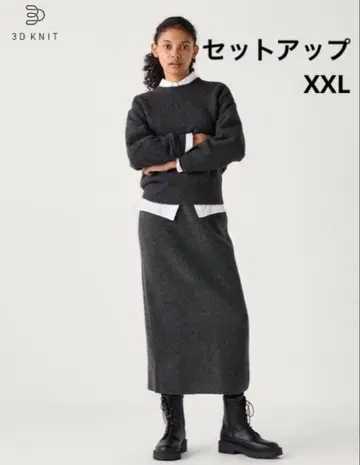 UNIQLO 수플레얀 크루넥 스웨터 스커트 셋업 XXL