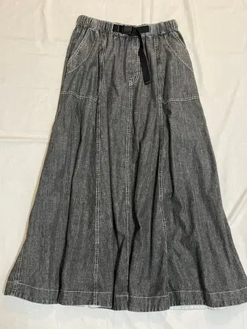그레이 데님풍 롱 스커트 허리밴딩 니코앤드